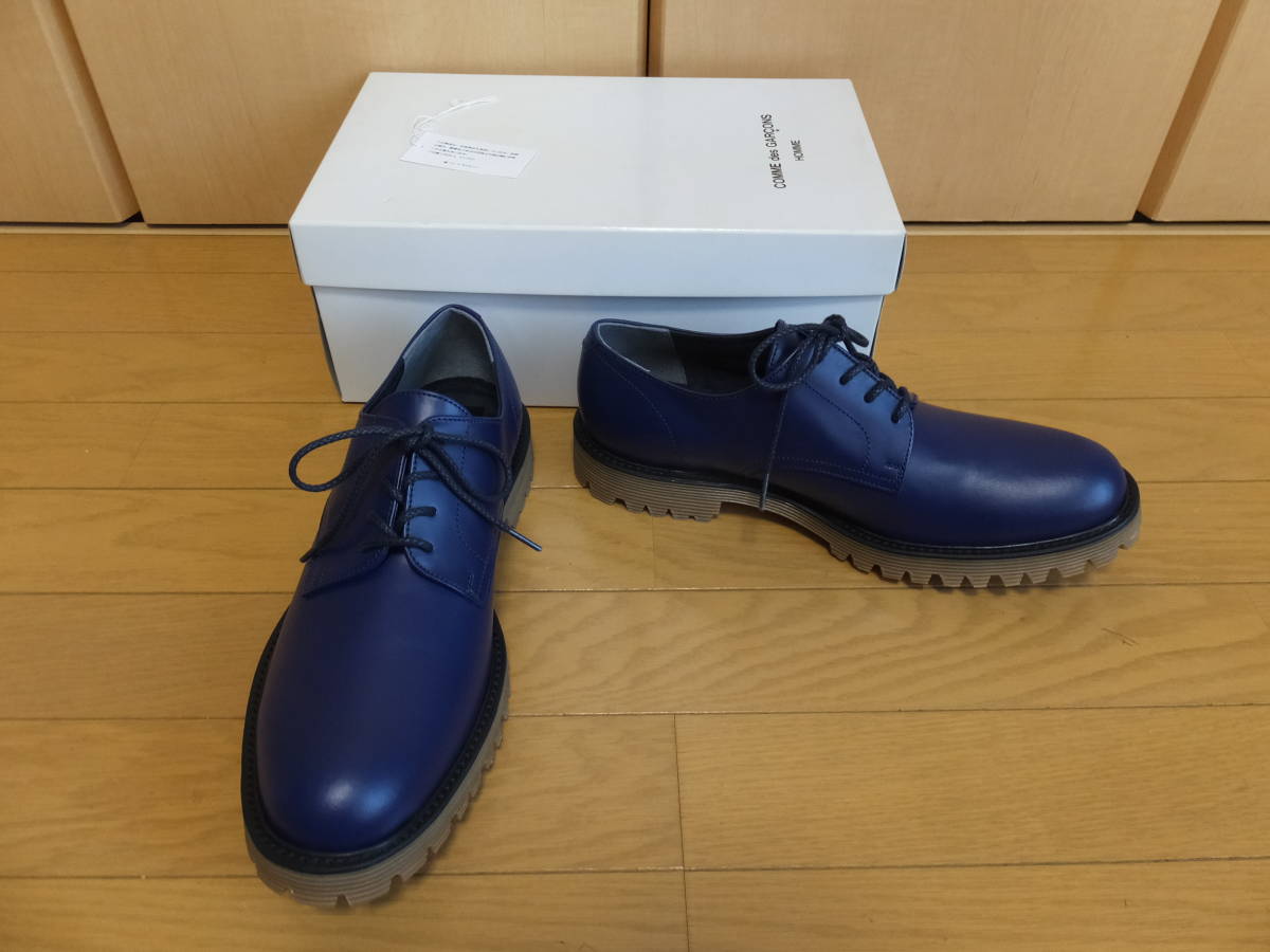 新品　コムデギャルソン・オム　牛革プレーントゥシューズ　青
