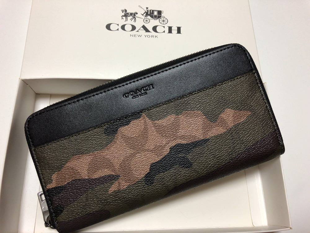 長財布 コーチ シグネチャー COACH カモフラージュ 迷彩柄 メンズ 迷彩