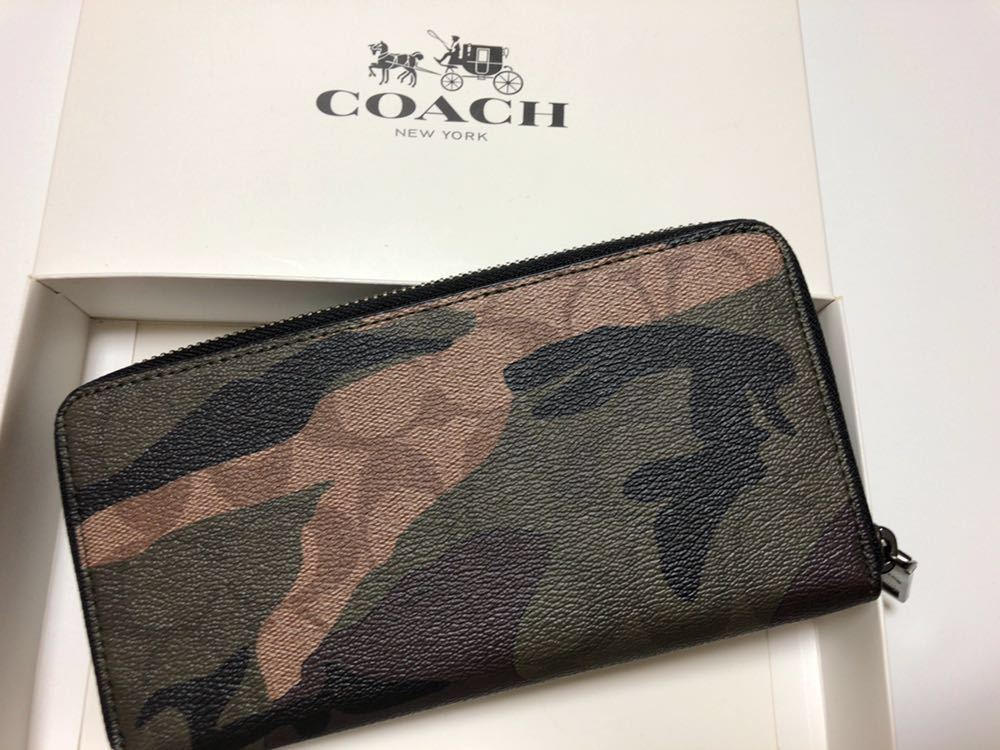 新品未使用品★コーチ シグネチャーカモフラージュ プリントレザー長財布 87189 コーチ ・ COACH（財布 迷彩柄 ラウンドファスナー シグネチャーの