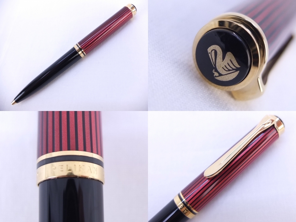 ペリカン Pelikan 回転式 ボールペン スーベレーン ボルドー 赤縞
