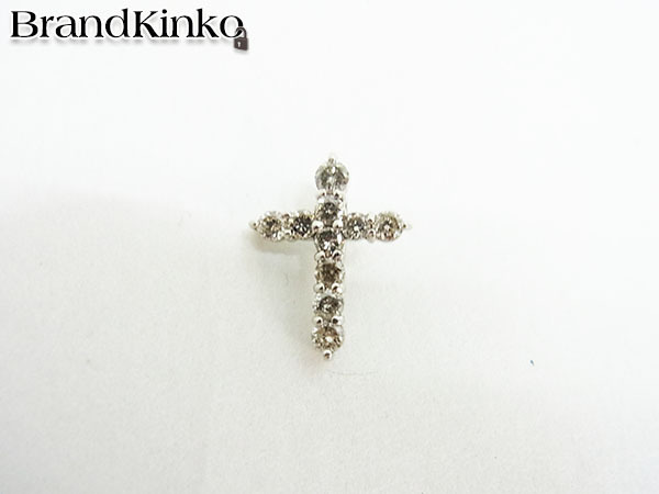 ★ Pt900 プラチナ クロス ペンダントトップ ダイヤ 0.5 ct 1.4 g 超音波洗浄済み 中古