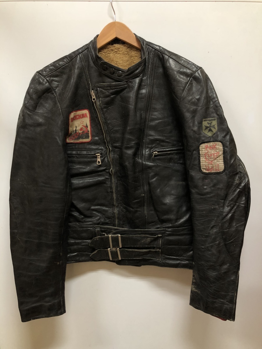 _81　11　Harro　Pink Floyd ピンクフロイド　ワッペン　レザー　ダブルライダースジャケット　古着　検/ダブル　シングル　ヴィンテージ　