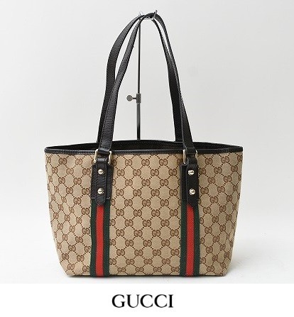 低価，定番人気 MN-0342 GUCCI トートバッグ ハンドバッグ セミショルダー GG柄 シェリーライン ジャカード レザー イタリア製 ベージュ(オールドグッチ)｜売買されたオークション情報、yahooの商品情報をアーカ かばん、バッグ