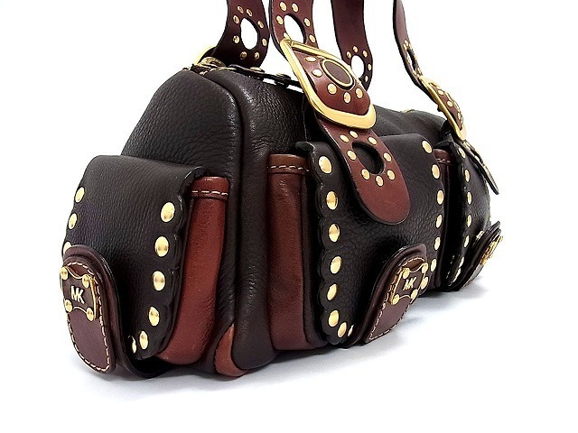 1円 1円 □極美品□ MICHAEL KORS マイケルコース ロゴ スタッズ 