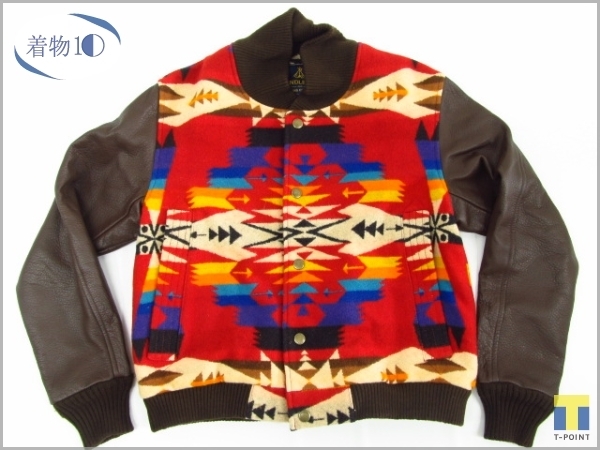 品質保証，限定SALE 着物10 逸品 PENDLETON ペンドルトン チーフジョゼフ柄 スタジアム ジャンパー S 暖色系/焦茶 袖レザー オルテガ ブランド品 5(Sサイズ)｜売買されたオークション情報、yahooの商品情報をアーカイ スタジアムジャンパー