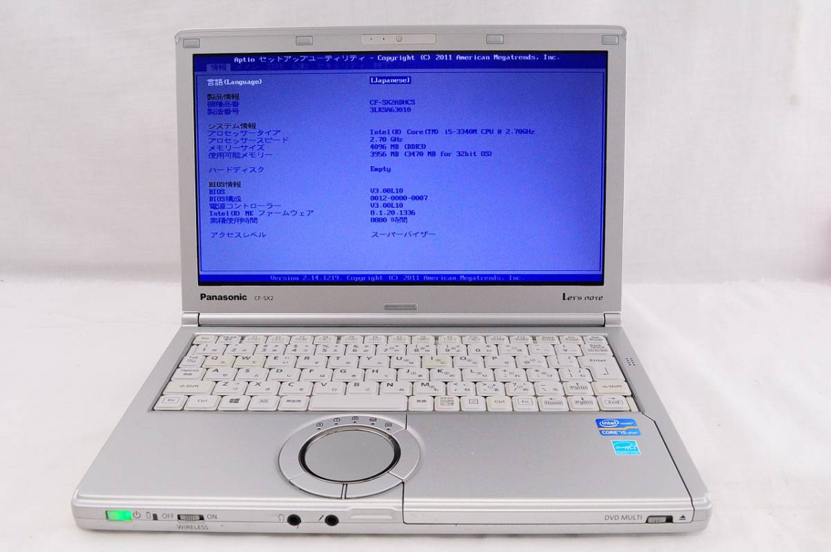 Panasonic CF-SX2 : note Lets Let's Note Core i5 SSD Intel GB