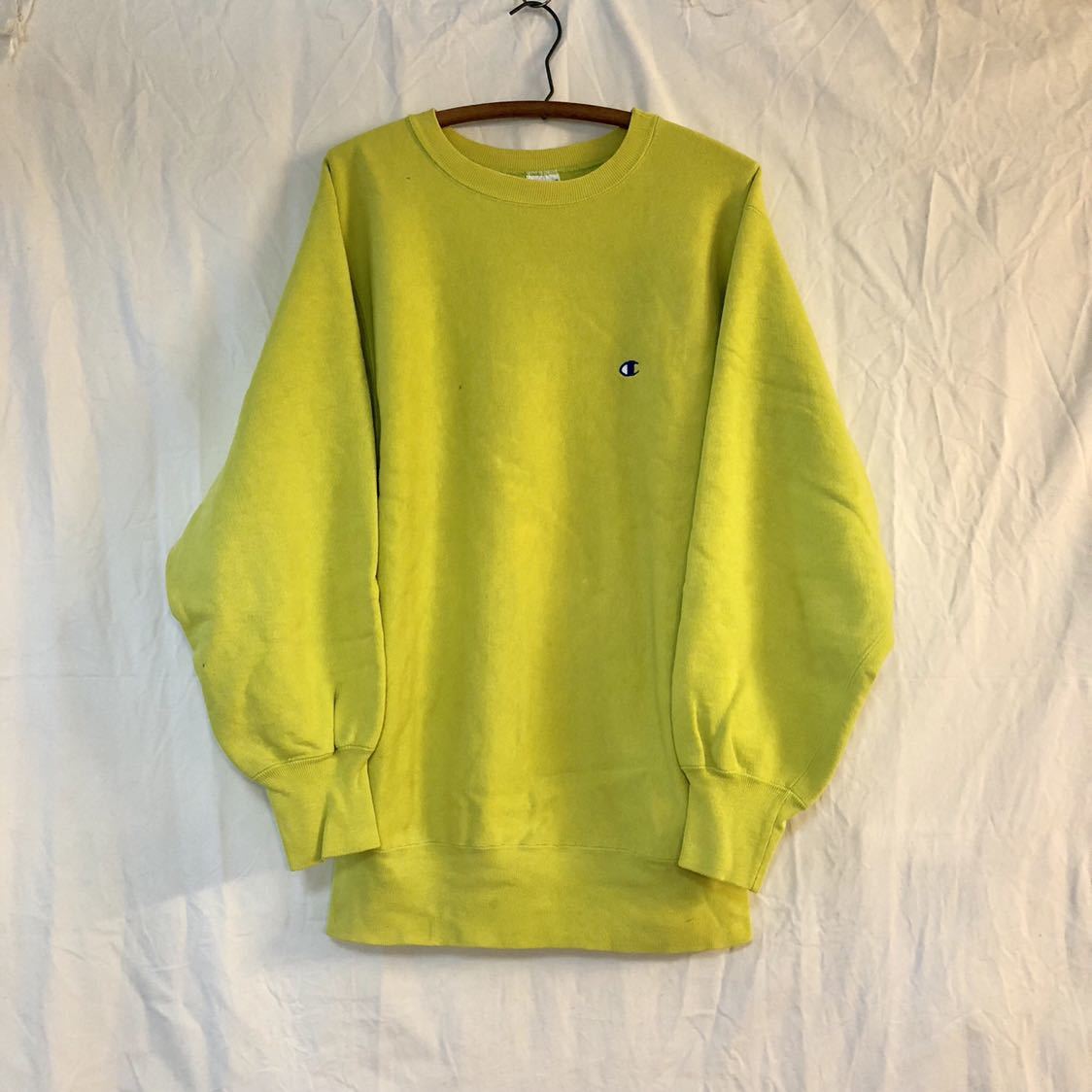 レアカラー◆90s USA製 チャンピオン リバースウィーブ スウェット ネオンカラー アシッドグリーン size:XL ヴィンテージ ビンテージ