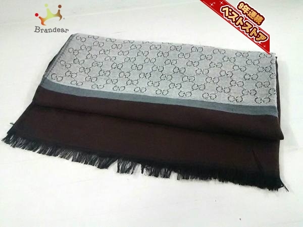 人気定番，お買い得 グッチ GUCCI マフラー ストール ショール シルク&times;コットン ダークブラウン&times;ネイビー&times;マルチ GG柄(その他)｜売買されたオークション情報、yahooの商品情報をアーカイブ公開 - オー 服飾小物