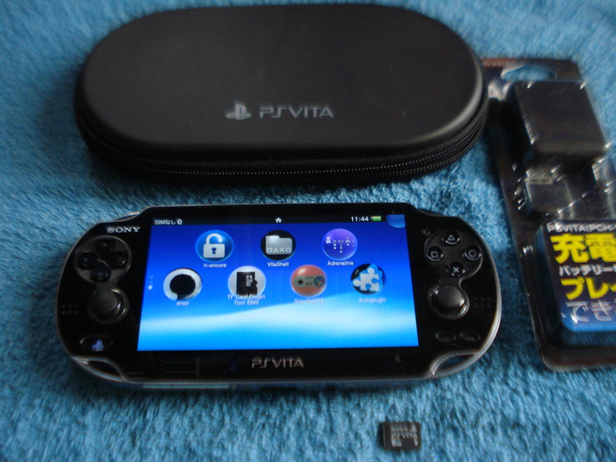PS VITA PCH-1100 ブラック Ver3.65/8GBメモリーカード/SD2VITA/VITA専用ポーチ