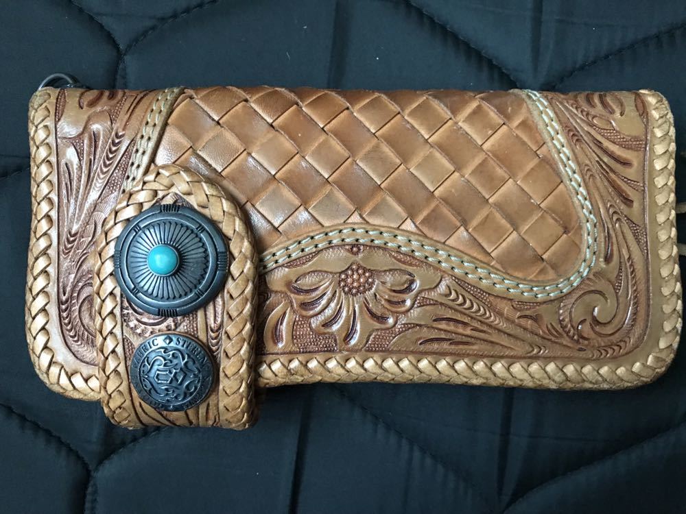 GODANE サドルレザー バイカーズ ウォレット ★ゴダン 財布 透かし レッドムーン ゴダン GODANE バイカーズウォレット 長 サドルレザー透彫りカービング長財布 512s