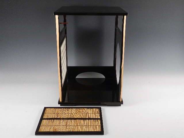 古唐木彫刳貫一文字盆一対】 煎茶道具木工芸紫檀紅木茶器茶盆 | HANABI