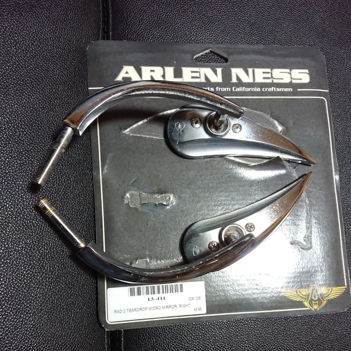 クローム ティアドロップ・ミラー Arlen Ness□アレンネス ティアー 