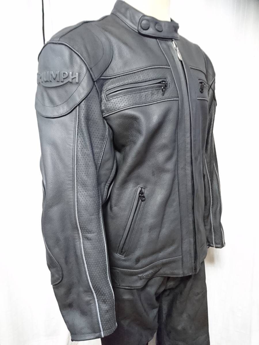 □トライアンフ TRIUMPH ライダースジャケット 革ジャン 40/50（M
