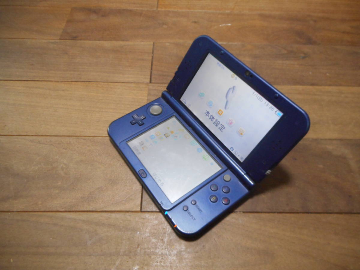 ⑧【完動品】New3DSLL本体メタリックブルーVer11.7.0-40J【動作良品1円スタート】