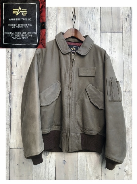 ALPHA INDUSTRIES アルファ CWU-45P 極上オールレザー 裏キルティング ジャケット size S MA-1後継モデル