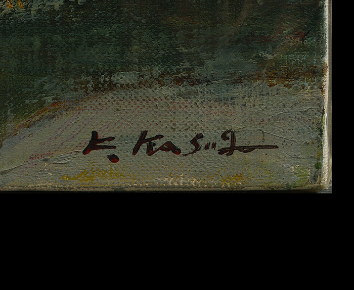 肉筆油彩画 油絵 : 絵画 パリの街角 肉筆油彩画「春の清水寺」 日本の名画