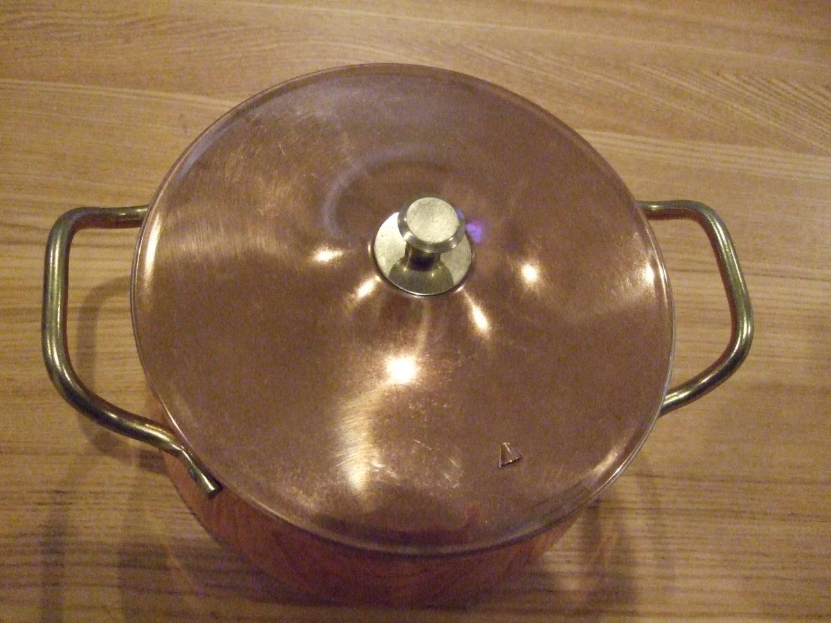 両手鍋 純銅 コッパー COPPERWARE 21cm 槌目 : 銅鍋 CRYSTAL 銅の 