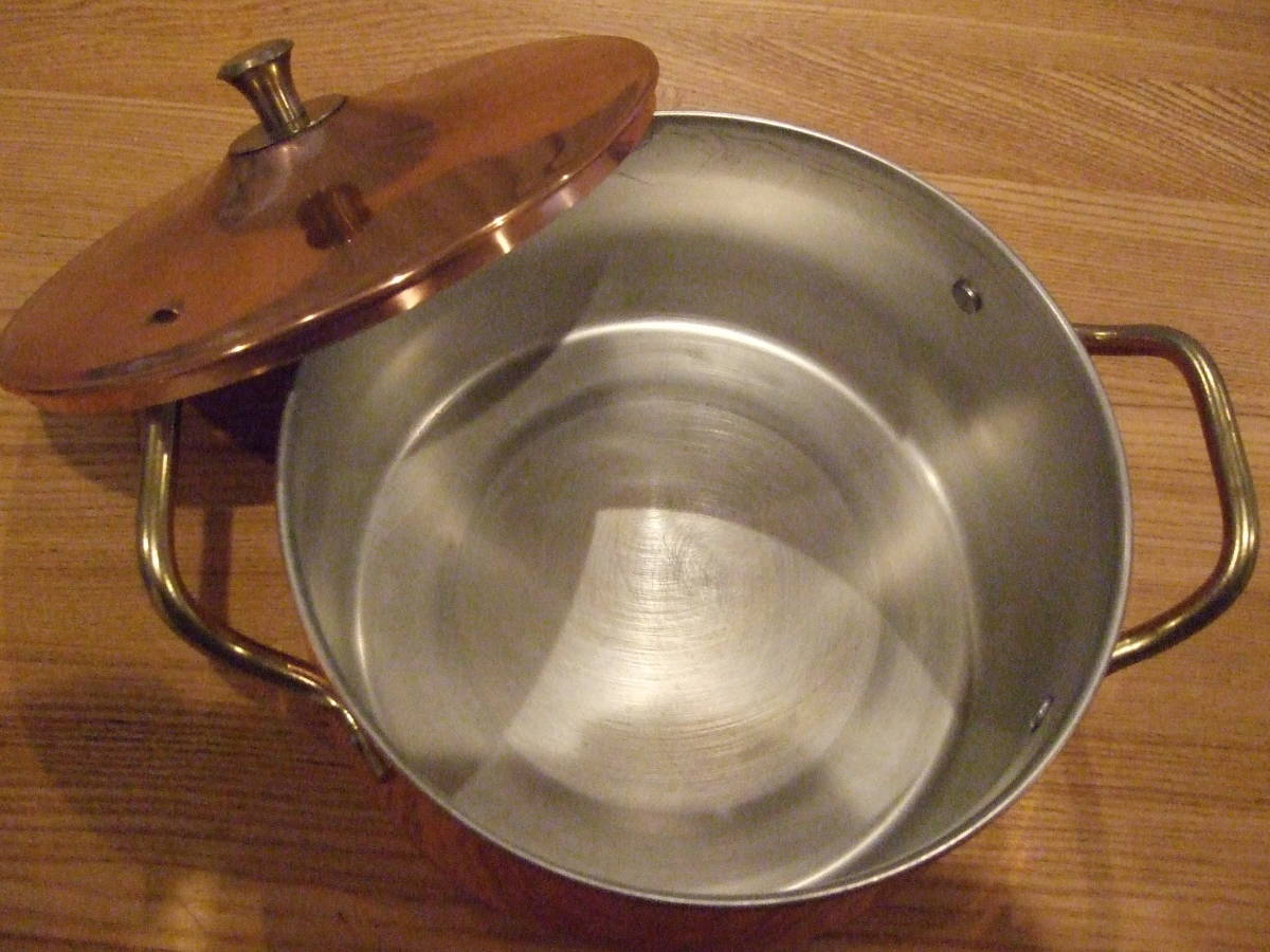 両手鍋 純銅 コッパー COPPERWARE 21cm 槌目 : 銅鍋 CRYSTAL 銅の 