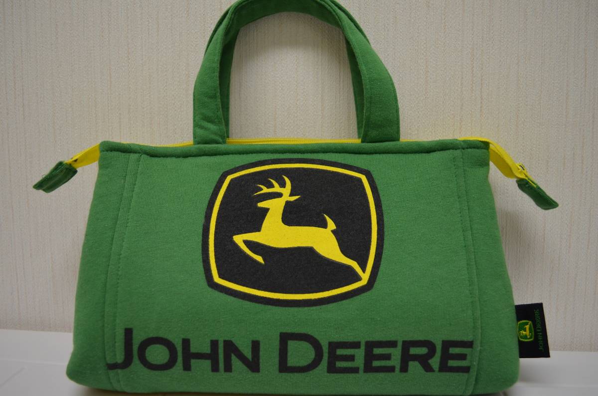 ジョンディア　トートバッグ(ファスナー付き）　リメイク品　緑　JOHN DEERE REMAKE TOTE BAG