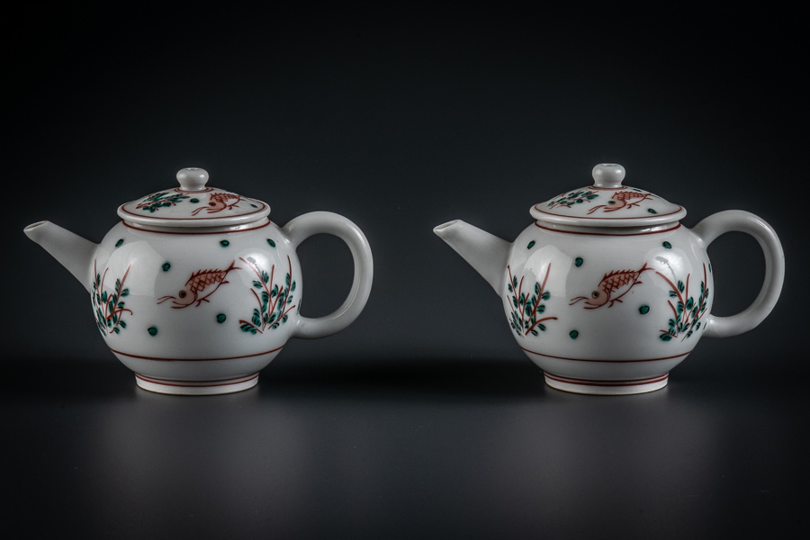 煎茶道具 大明萬歴年製 赤色絵『唐子遊戯文』湯冷まし/湯冷☆美品☆希少品