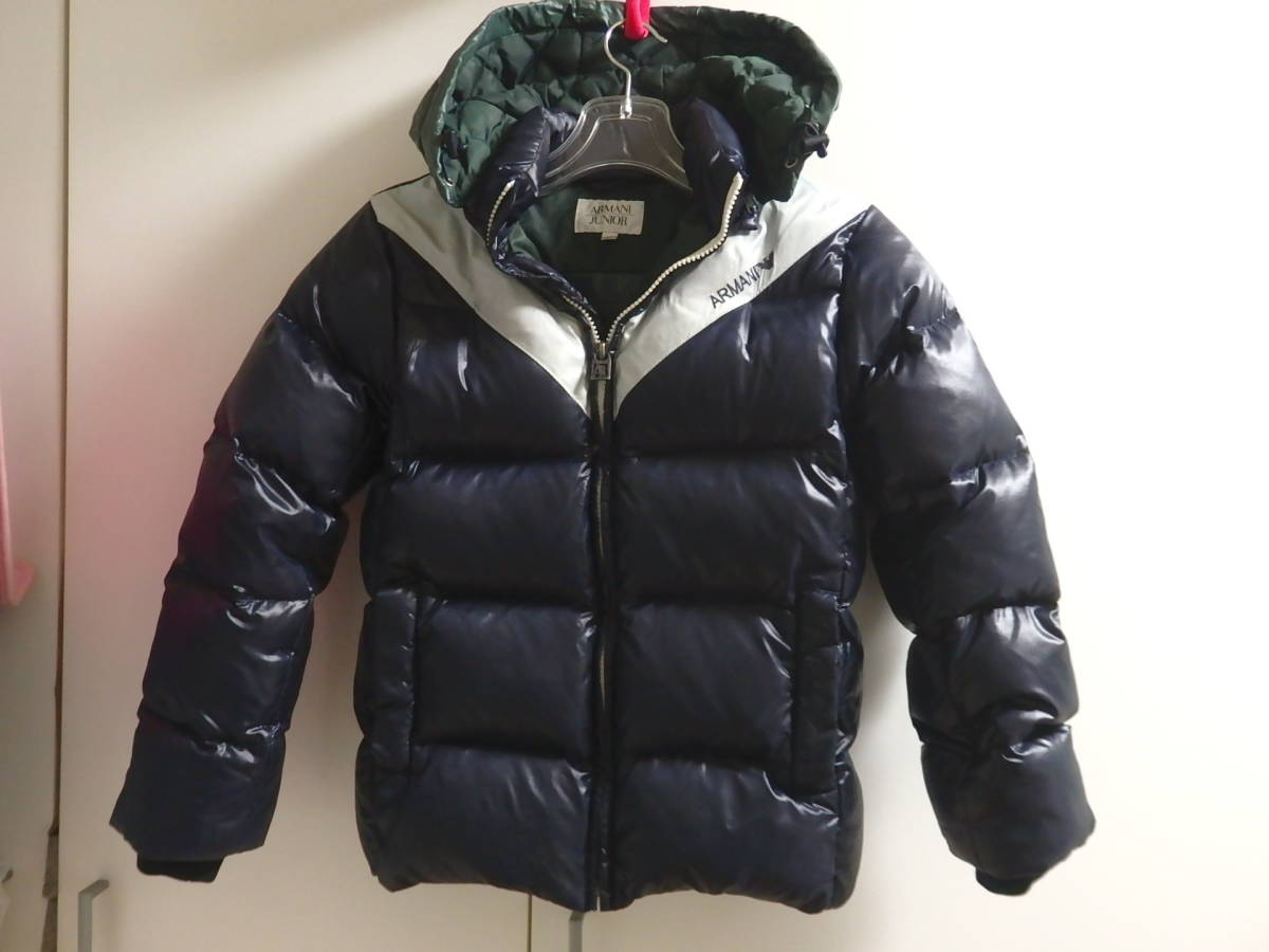 ARMANI JUNIOR アルマーニ ジュニア ダウンジャケット ネイビー×カーキ 