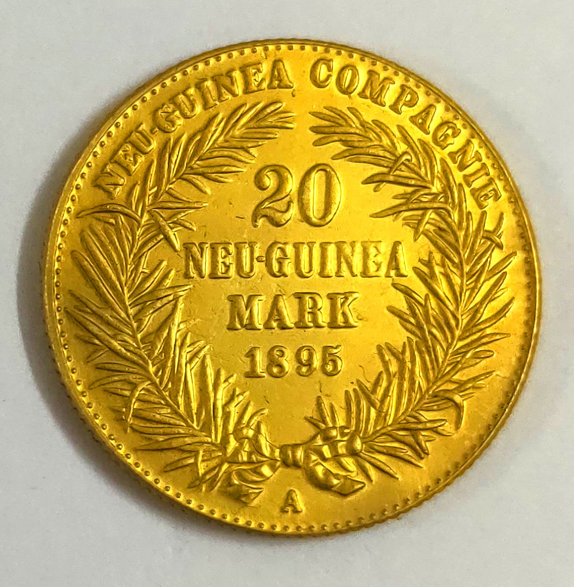 古銭 ドイツ ニューギニア-ドイツ 植民地 10マーク1895年 金貨 21.9mm 4.4g