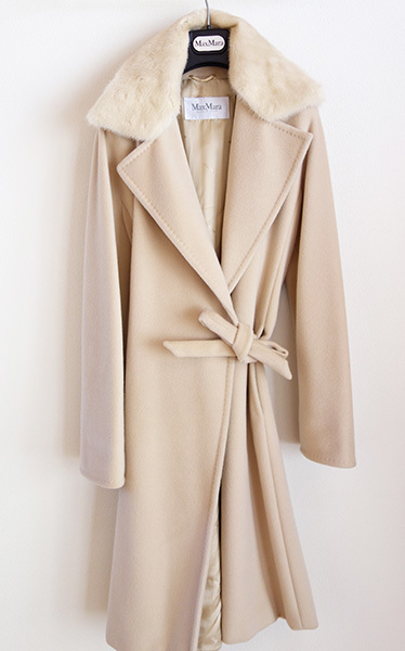 現行タグ✨マックスマーラ カシミヤ コート ファー ベルテッドコート MaxMara□マックスマーラカシミヤウールミンクファーベルテッドコート