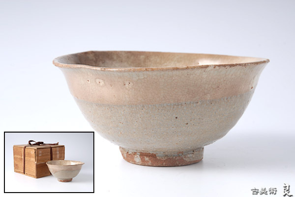 ▽良▽李朝時代粉引茶碗 高麗茶碗 茶道具 ▽良▽李朝時代堅手雨漏手