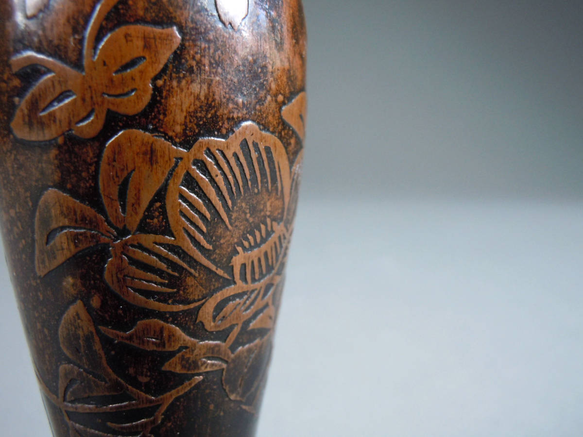 ○清流○ 銅花瓶 蟹 一輪挿し 花器 花生 華道具 A0312