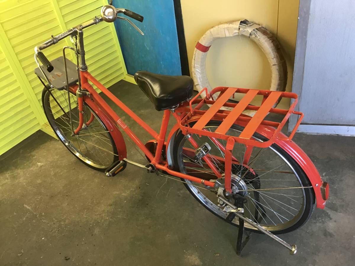 岐阜発 郵便自転車 昭和 レトロ 払い下げ 26インチ 革サドル 丸石 