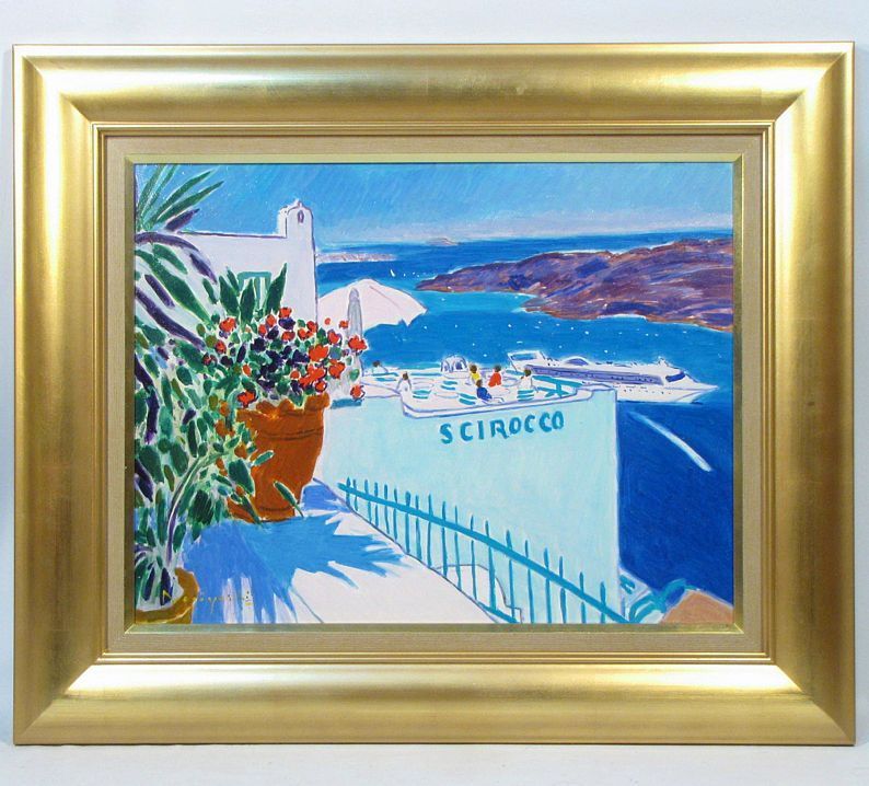 10日限定 L.Richard「サレーの風景」油彩12号 19末・20世紀初頭 坂口紀良 「エーゲ海の白いテラス」 額装10号 なんとも美しい地中海