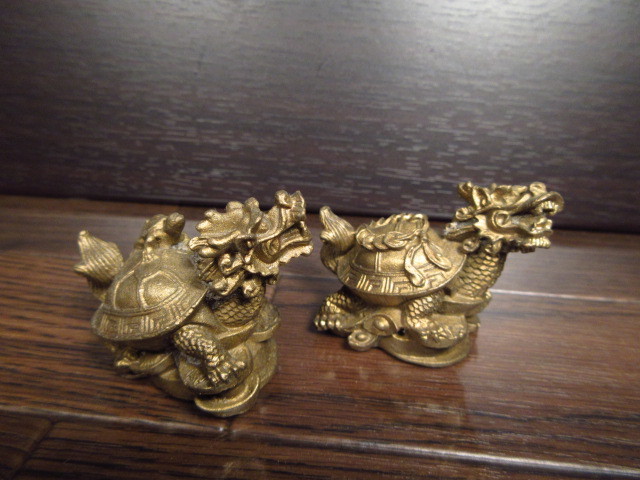 ■ 銅製　とても珍しい　龍亀　ペア　風水　ロングイ_2