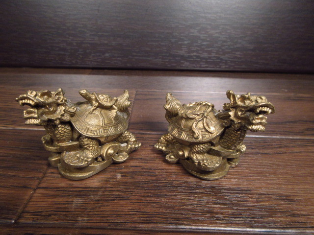 ■ 銅製　とても珍しい　龍亀　ペア　風水　ロングイ_4