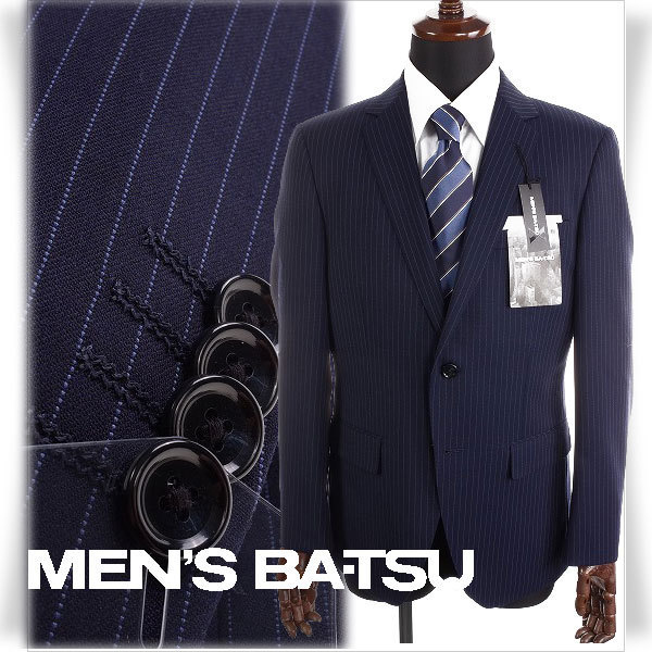  MEN'S BA-TSU メンズバツ 最高級 ウールシングル二つ釦スーツ 94A6 秋冬 ストライプ 紺 ビジネス 正規店本物 8546(Lサイズ)｜売買されたオークション情報、yahooの商品情報をアーカイブ公開 - オ Lサイズ