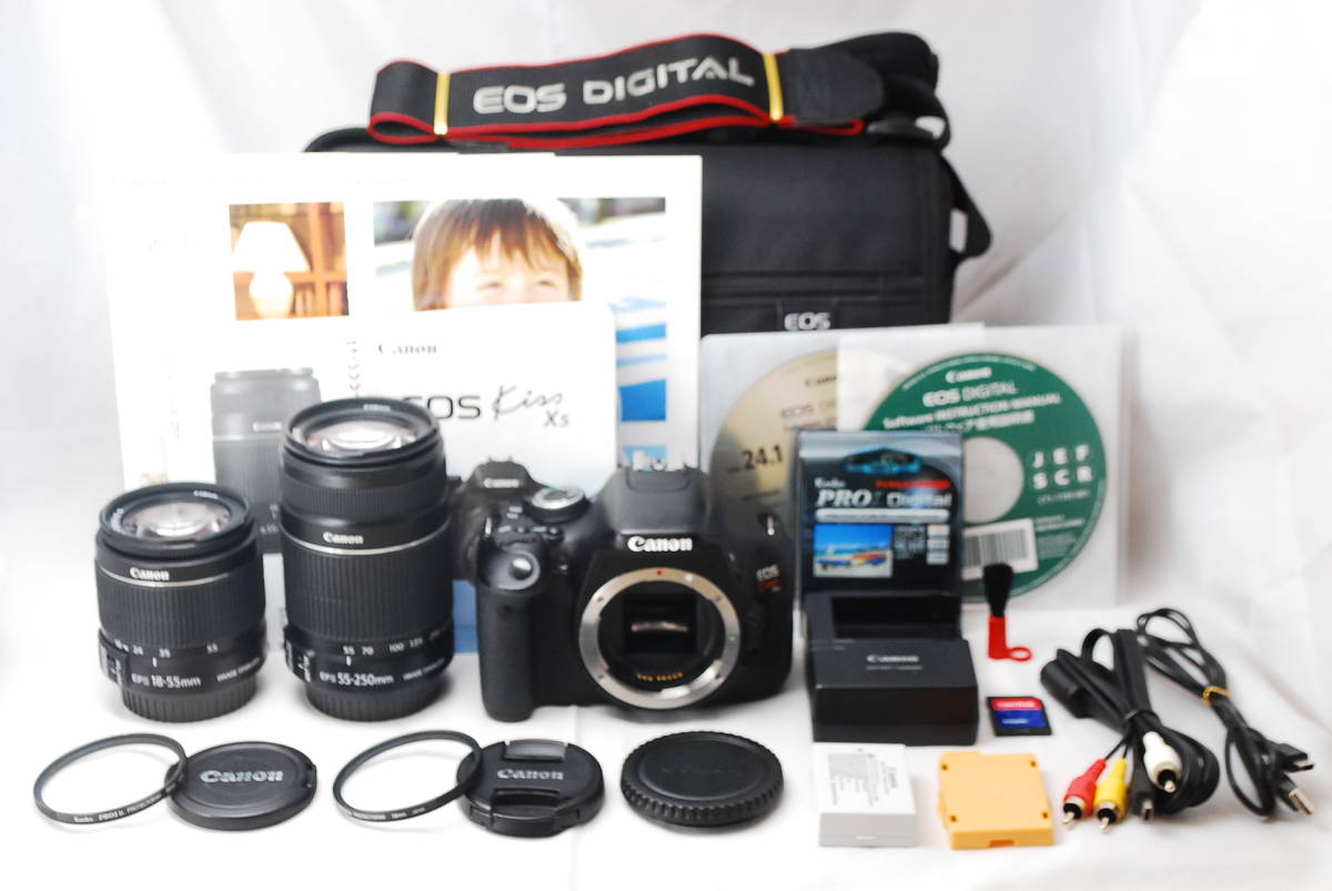 数量限定，お買い得 超極上 ショット数6598回 キャノン Canon EOS Kiss X5 18-250mm 純正＆望遠Wレンズセット オマケ多数＆カメラバッグ＆保証付き(キヤノン)｜売買されたオークション情報、yahooの商品情報をアーカイブ キヤノン