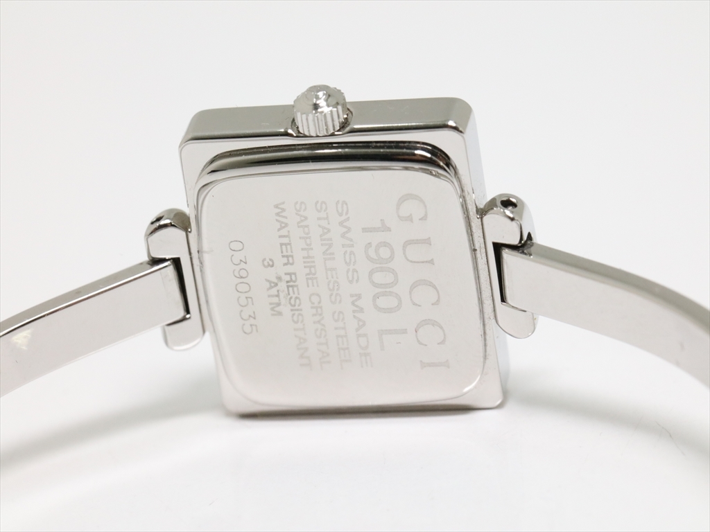 可動品【GUCCI/グッチ】1900L スイス製 バングルウォッチ ブラック文字