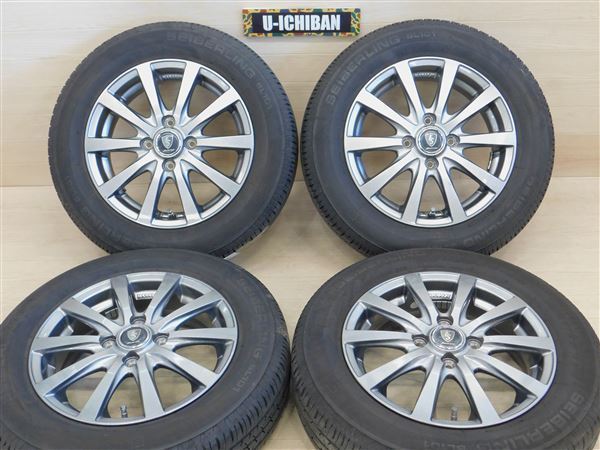スズキ kei ソリオ デリカD2に最適！マナレイ ユーロスピードG10 4.5-14+43 4/100 グレー＆セイバーリング SL101 165/70R14