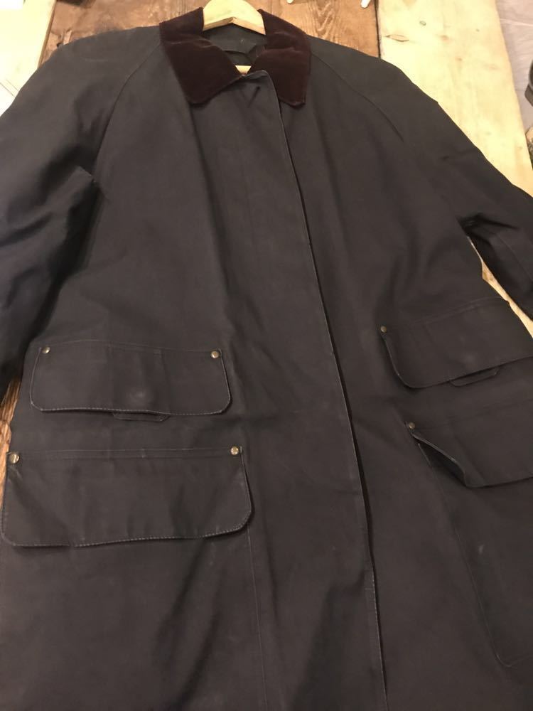 HERMES エルメス ゴム引き コート チンストラップ M 紺 バルマカーン