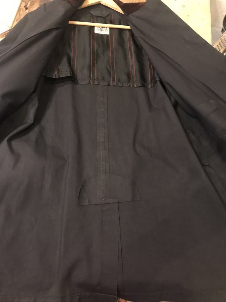 HERMES エルメス ゴム引き コート チンストラップ M 紺 バルマカーン