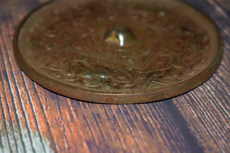 遼金～唐時代 走獣鏡 神獣文 瑞獣文銅鏡 唐鏡 青銅古銅鏡（E-99⑥