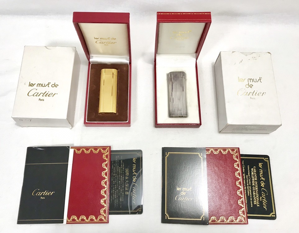 Cartier カルティエ 2本セット ガスライター カルティエCartier ライター 生活家電 雑貨 喫煙グッズ 火花 ２本 まとめ売り シルバー 2個セット 公式通販 箱付き(1個のみ