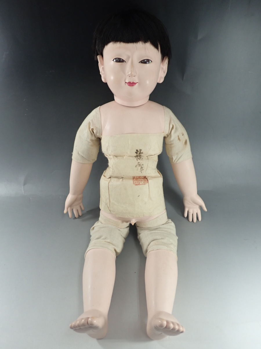 福々堂】蔵出し品 廣本乾随作 市松人形 男の子 60cm 時代物 明治