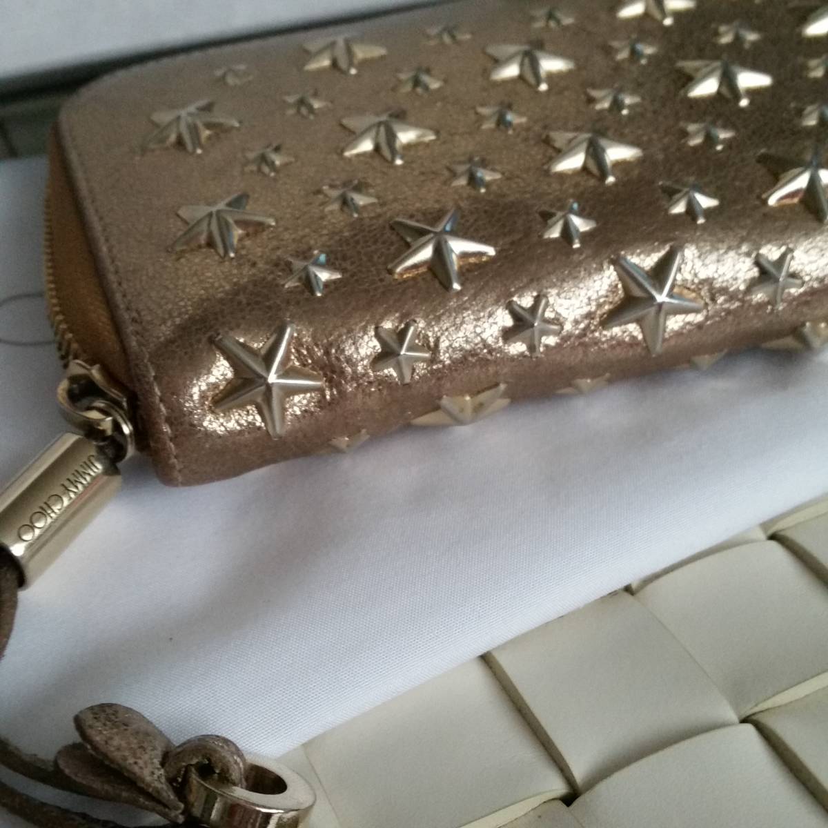JIMMY CHOO（ジミーチュウ）長財布 ゴールド／定価93000円 レザー製 
