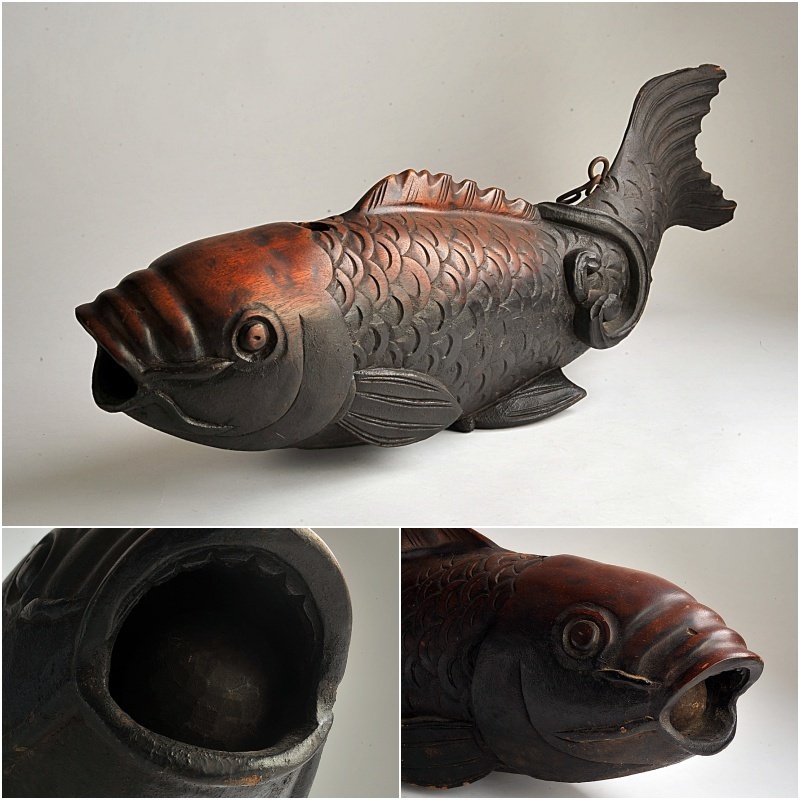 ◇自在鉤 魚 鯉型 特大 幅約100cm◇木彫 古民芸 囲炉裏 【公式通販】
