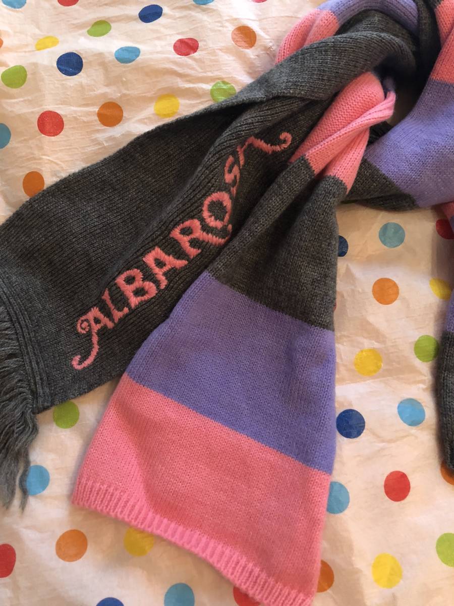 処分価格 アルバローザ ALBA ROSA 可愛いロゴ刺繍 マフラー 珍しい