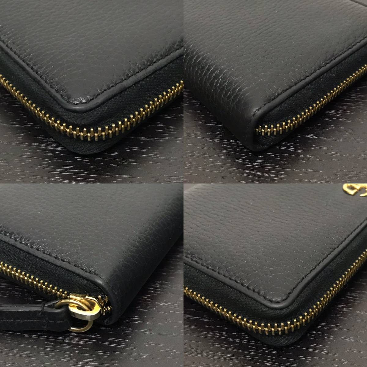 グッチ 長財布 プチ マーモント レザー 黒 美品！ 【公式通販】