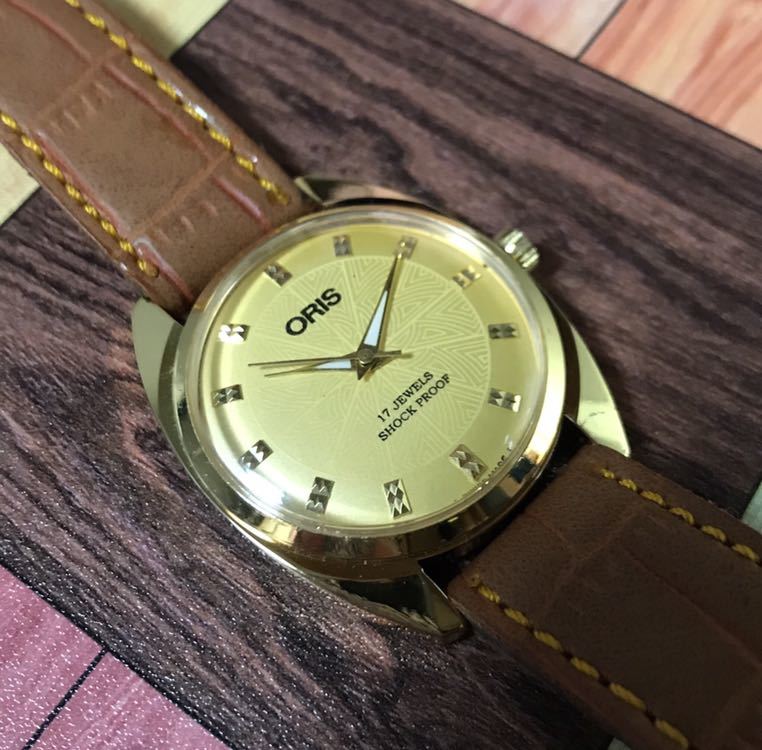 【稼働品】オリス ORIS 手巻き 17石 スイス製 アンティーク ゴールド ◎美品 オリス ORIS ゴールド色 SWISS 17石 機械式手巻き アンティーク
