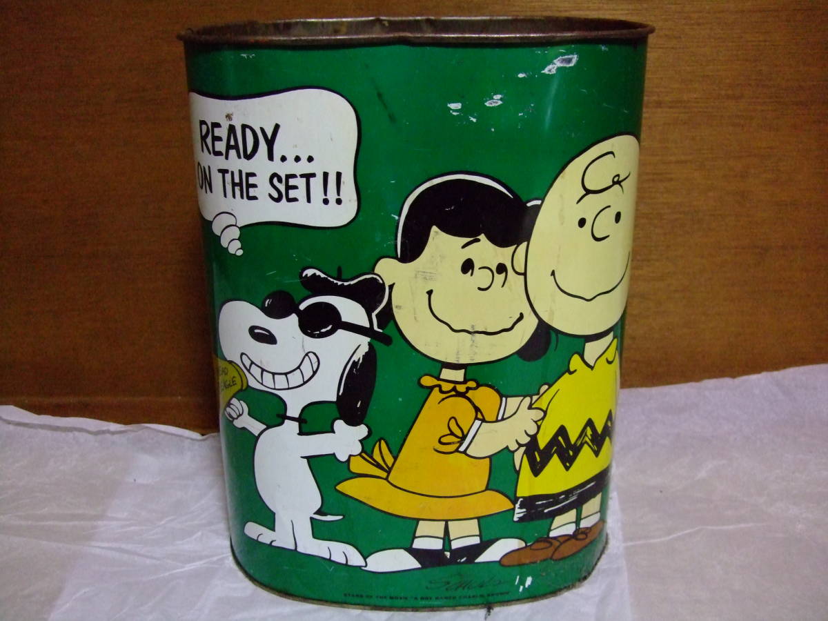 希少品 純正品 ビンテージ アンティーク peanuts 缶 33cm （snoopy ブリキ缶 スチール缶 ピーナッツ チャーリーブラウン）