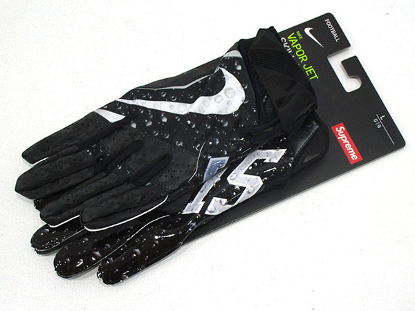 ★中古★SUPREME（シュプリーム）Nike Vapor Jet 4.0 Football Gloves 手袋 BLACK / 黒 サイズ：LARGE ナイキ タグ付き★