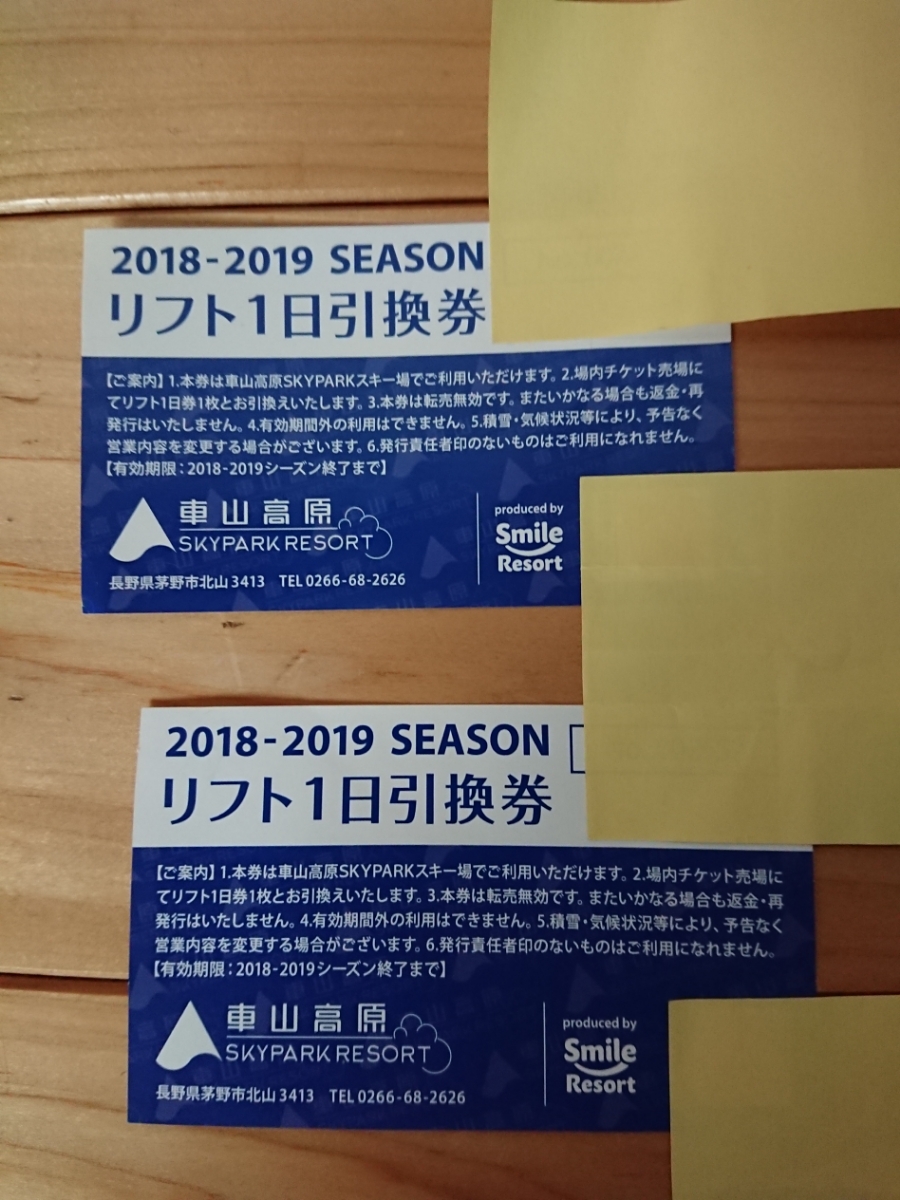 リフト券 公式通販 1日券 引換券 車山高原SKYPARKスキー場 スキー場 
